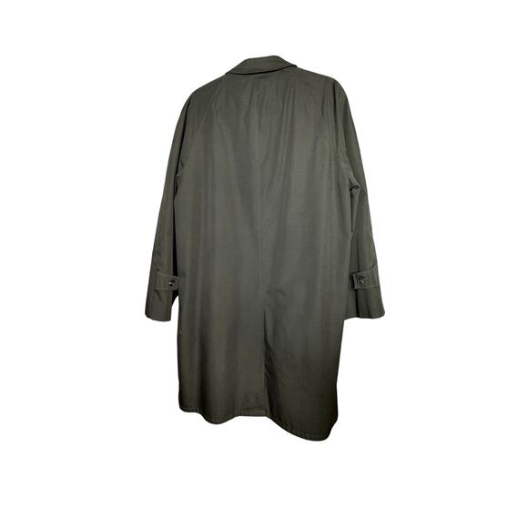 MENS VINTAGE KORATRON GREEN TRENCH COAT PLAID LINING SIZE XL - Picture 3 of 6